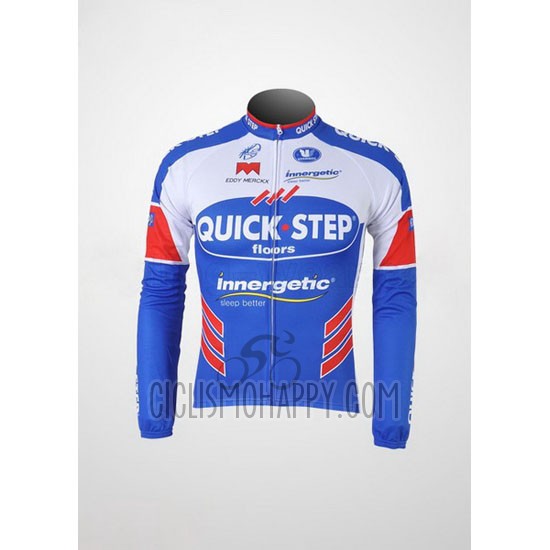 Quick Step Floor Cycling Jersey Bib Tight 2011 Long Sleeve White and Sky Blue